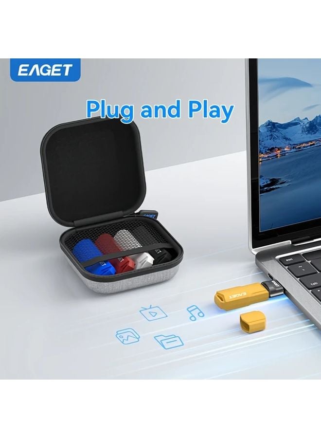 Eaget 16 جيجابايت محرك فلاش USB 2.0 محرك أقراص مصغر متعدد الألوان مع محول USB C وحقيبة تخزين - Image 4